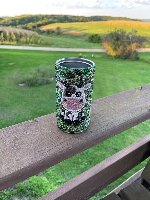 Rhinestone Cow Tumbler