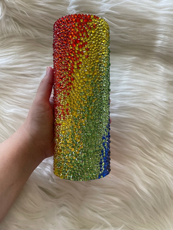 Rainbow Rhinestone Tumbler