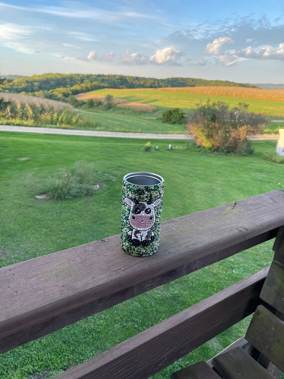 Rhinestone Cow Tumbler