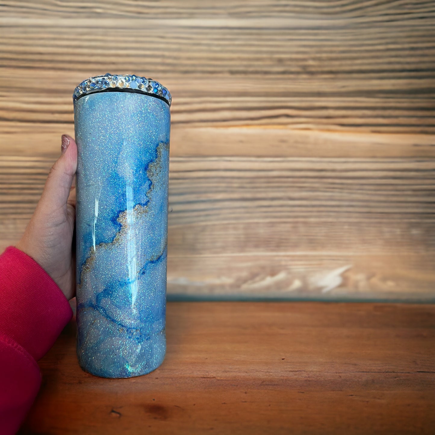 Blue Marble Glitter Tumbler