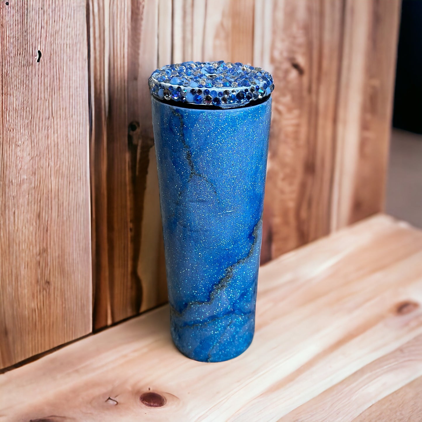 Blue Marble Glitter Tumbler