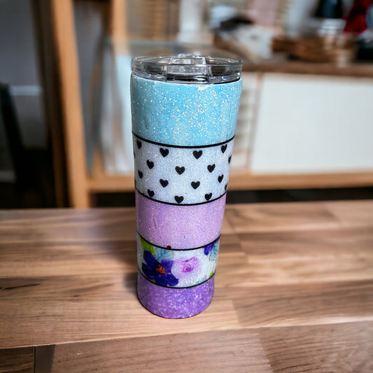 Spring Floral Glitter Tumbler.