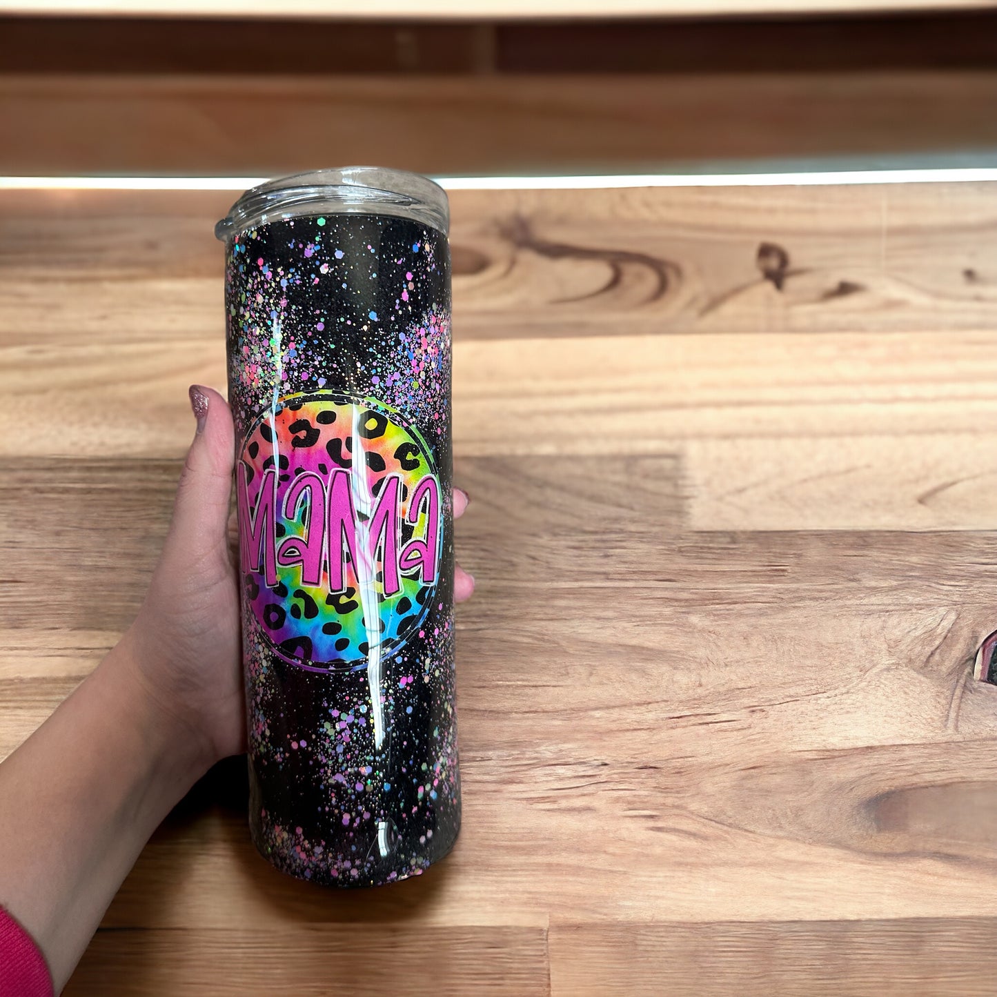 Neon Mama Glitter Tumbler